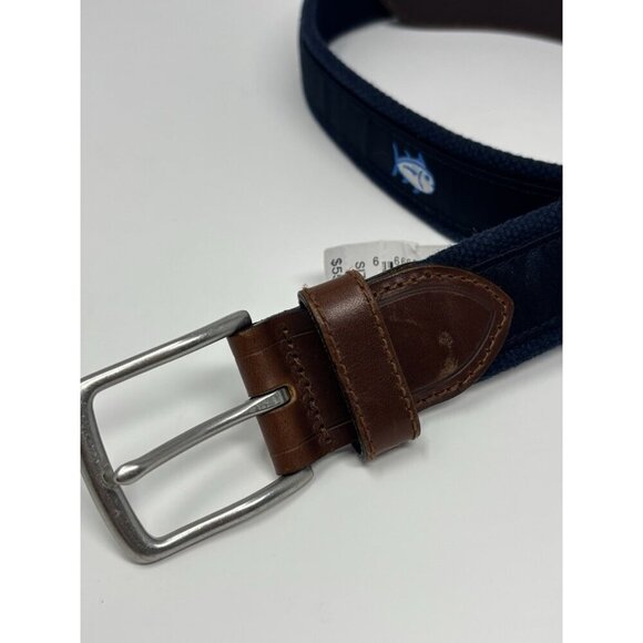 Southern Tide Canvas Leather Belt Men's Size 28 Small Navy Skip Jack - Picture 3 of 9
